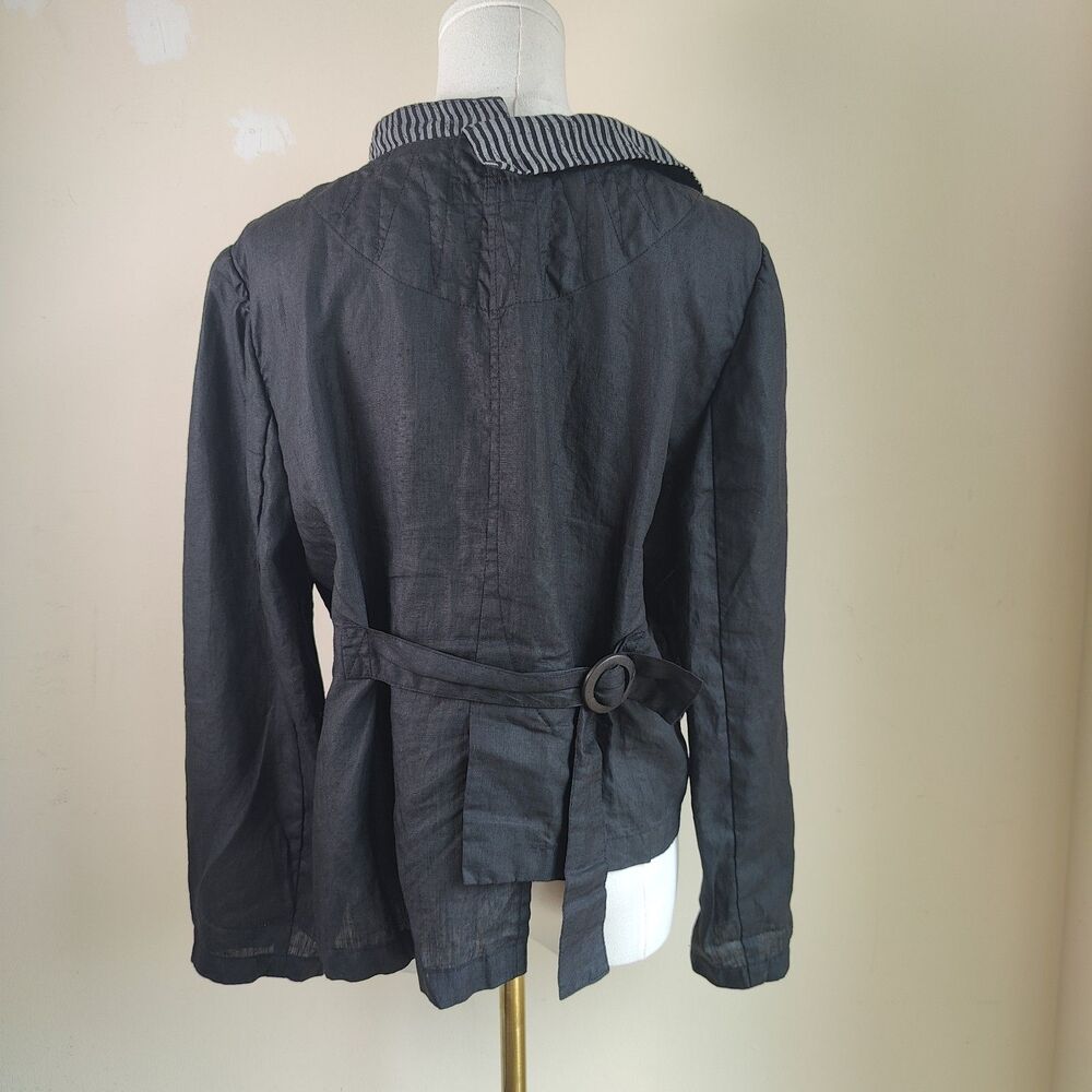 Mara Gibbucci 100% Linen Asymmetrical Jacket Lagenlook Size Medium - Picture 4 of 11